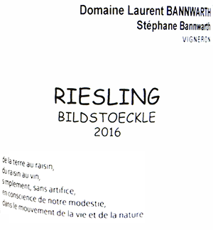 ドメーヌ・ローラン・バーンワルト・ヴァン・ダルザス・リースリング・ビルドストックレ 2016